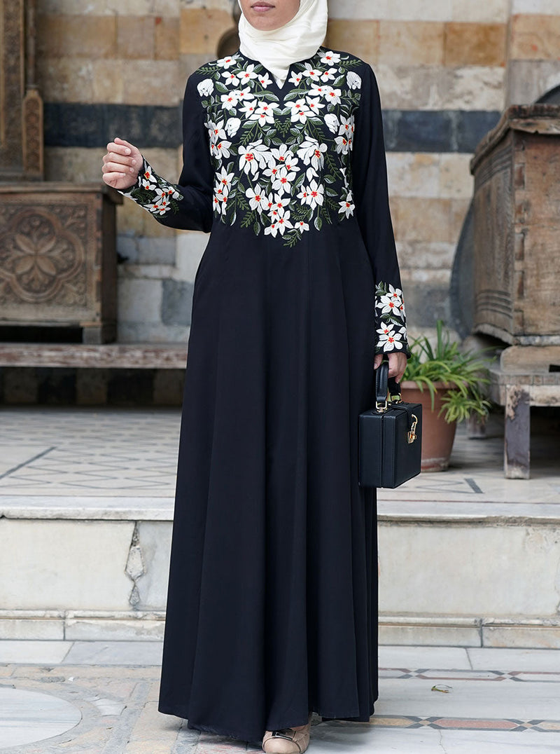 Wurood Embroidered Abaya Gown