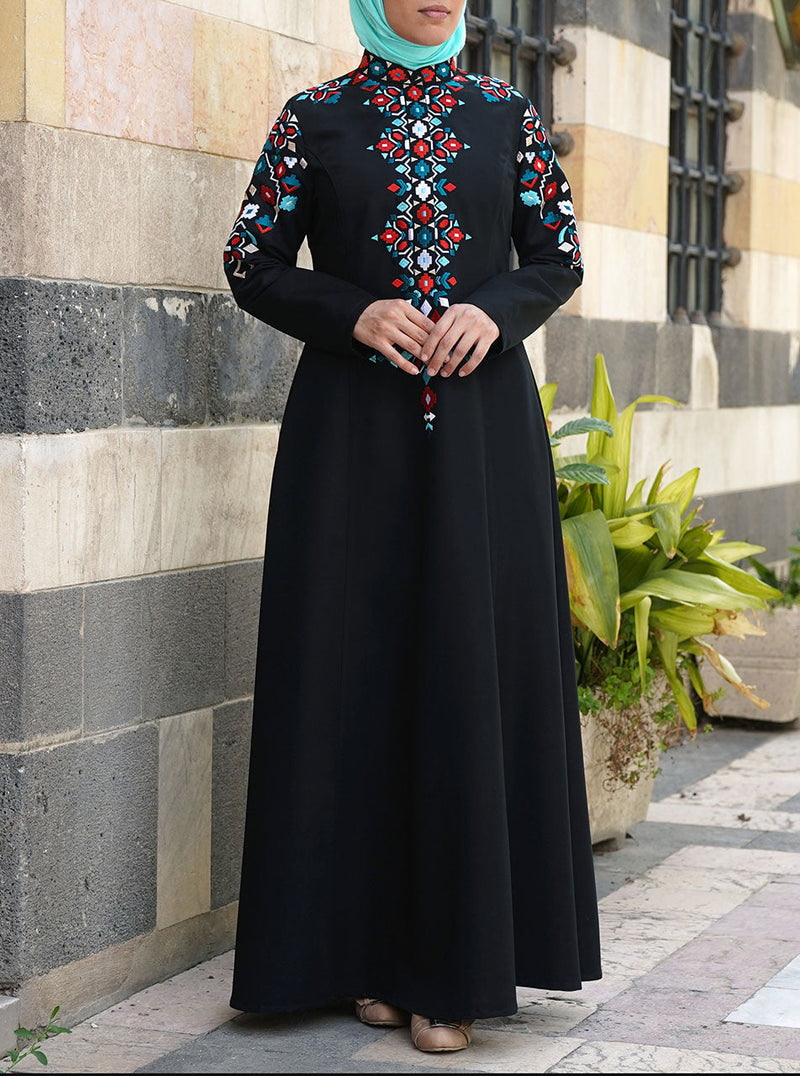 Jinan Embroidered Abaya Gown Abaya Gowns Women Shukr Clothing
