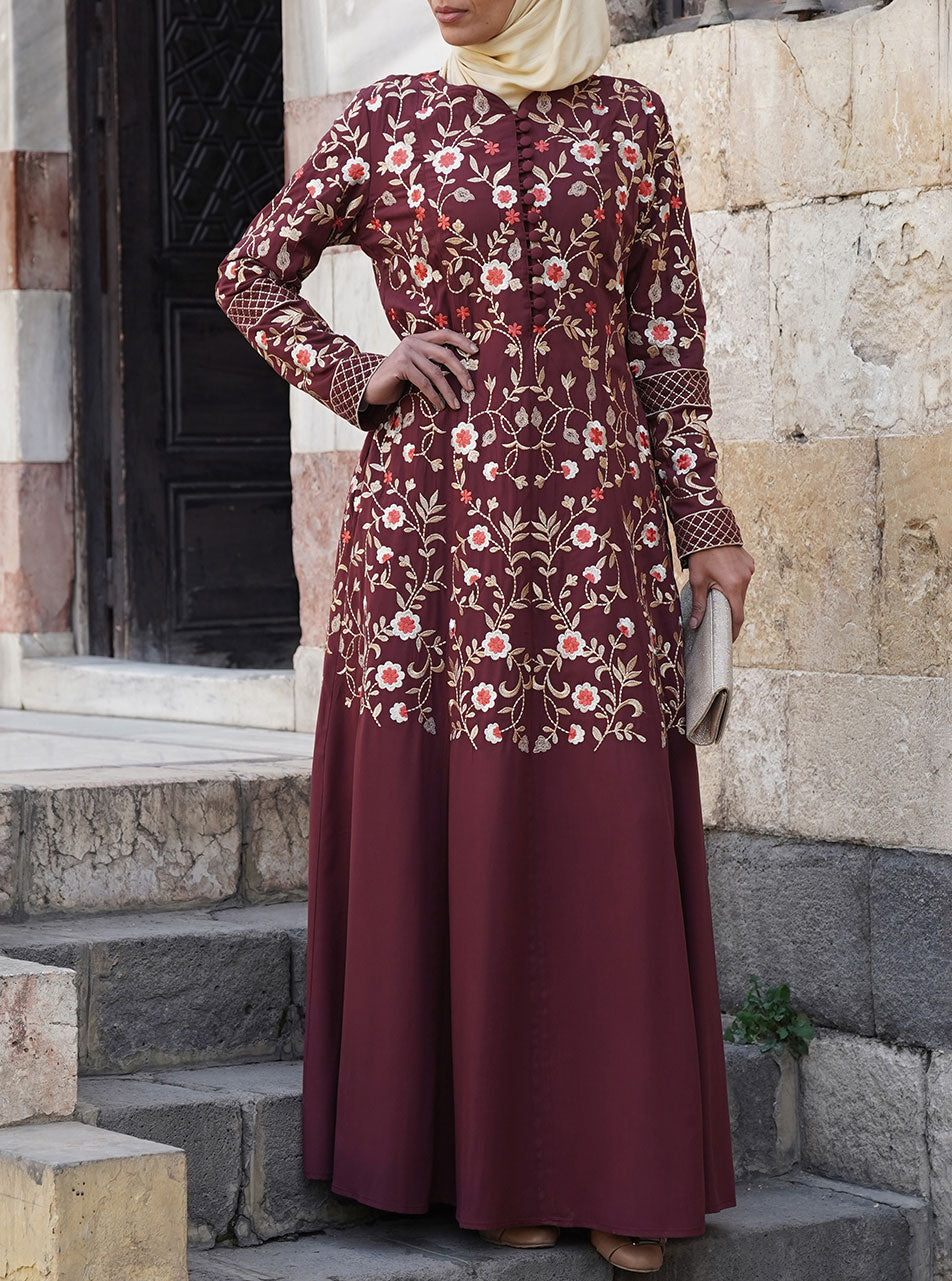 Jumanah Embroidered Abaya Gown - Abaya Gowns - Women | Shukr Clothing