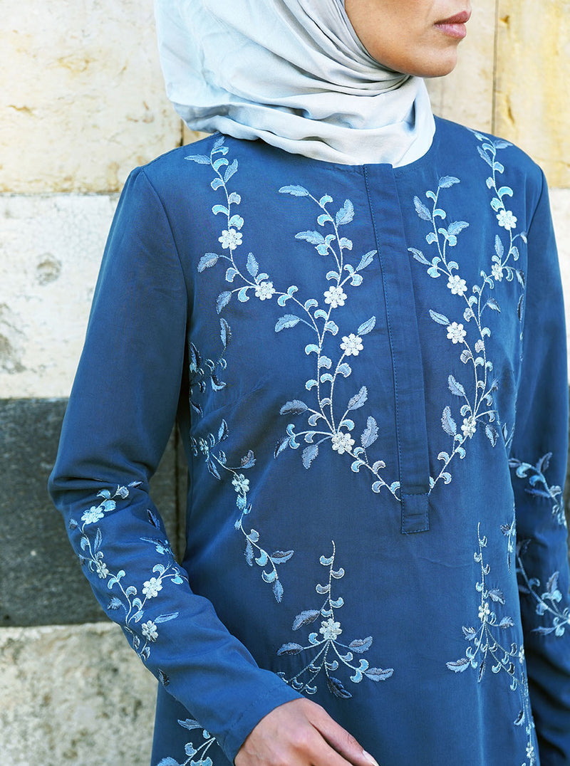 Flower Vines Abaya Gown