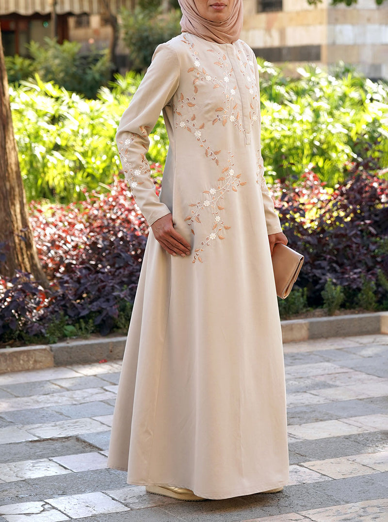 Flower Vines Abaya Gown