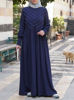 Chevron Pleated and Gathered Abaya