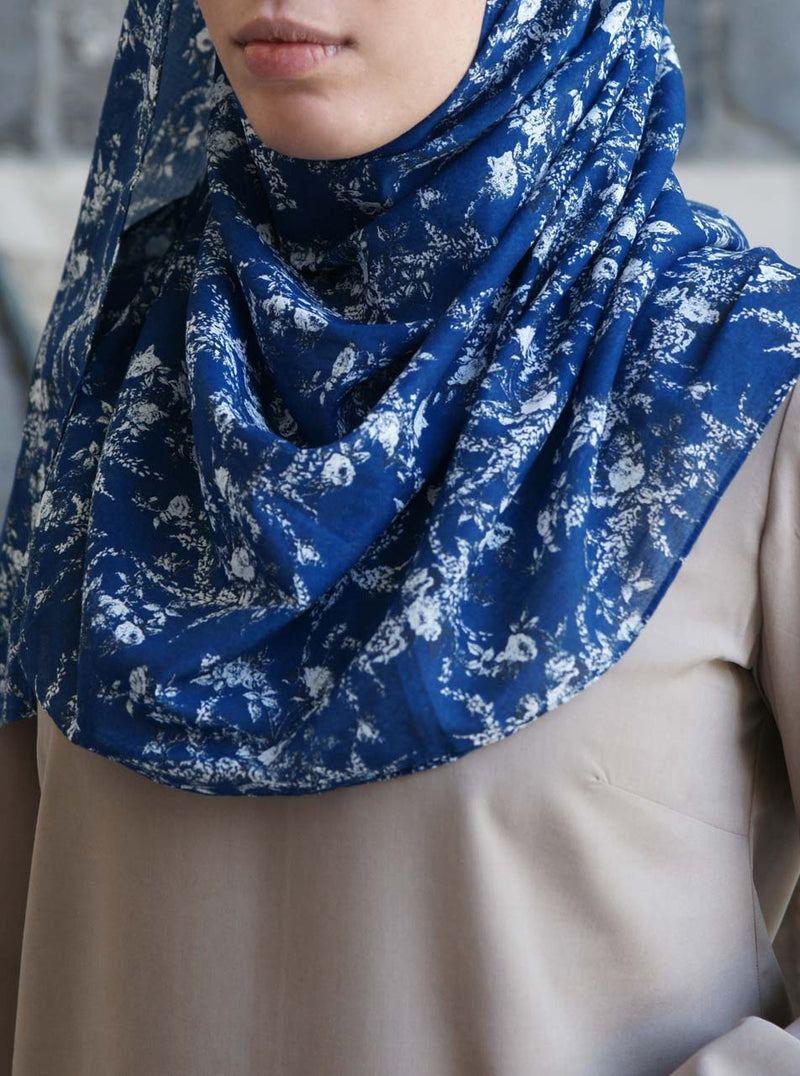 Moroccan Blue Cotton Voile Hijab