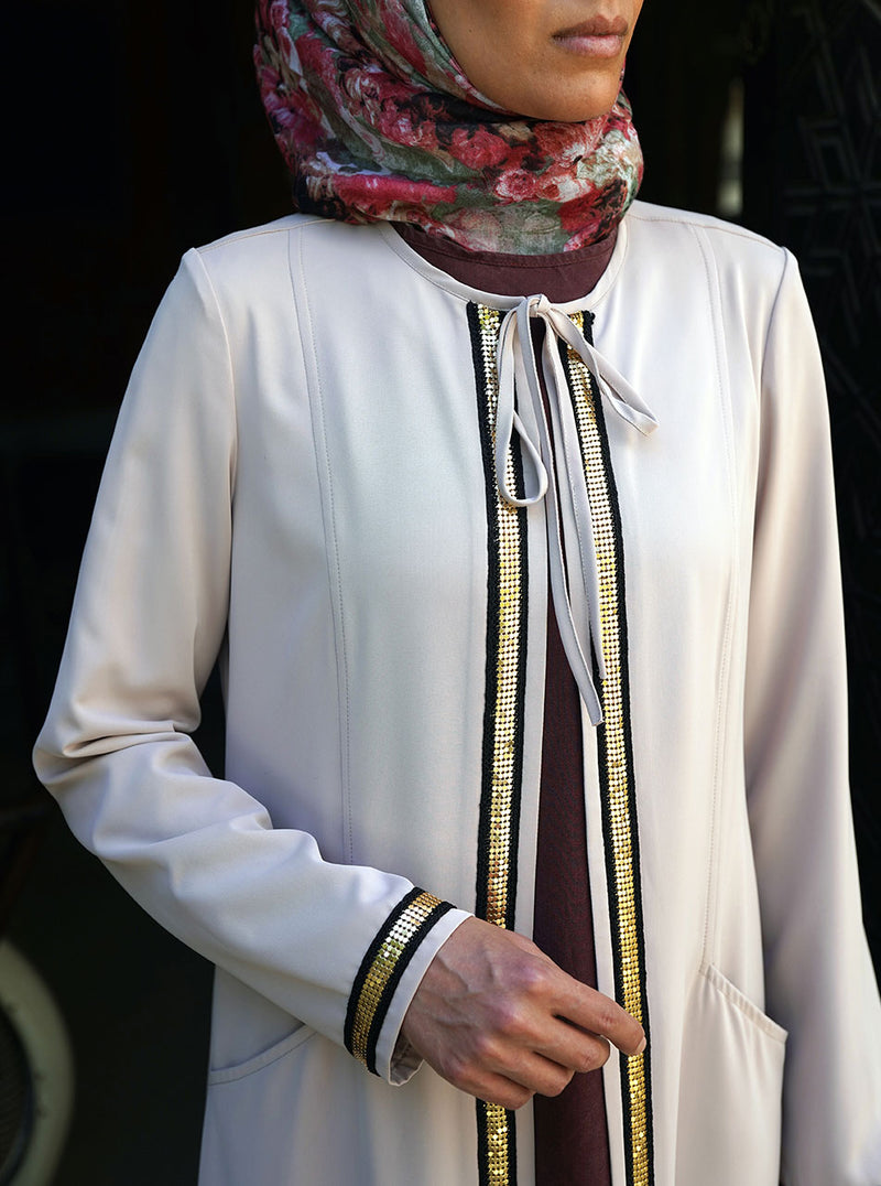Gold Trim Open Abaya