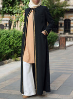 Gold Trim Open Abaya