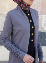 Brushed Cotton Gathered Sleeves Cardigan