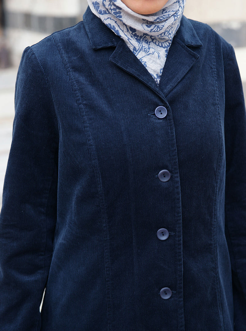 Corduroy Notched Collar Coat