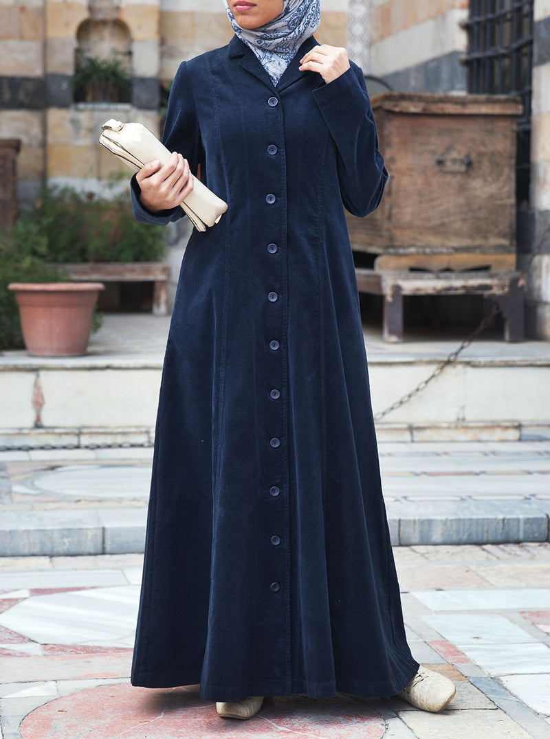 Corduroy Notched Collar Coat