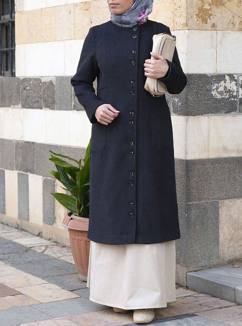 Side Buttoned Wool Coat