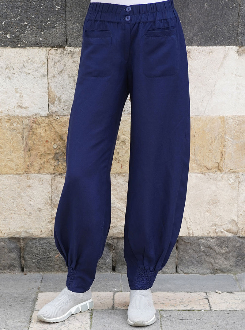 Linen Elasticized Cuff Trousers