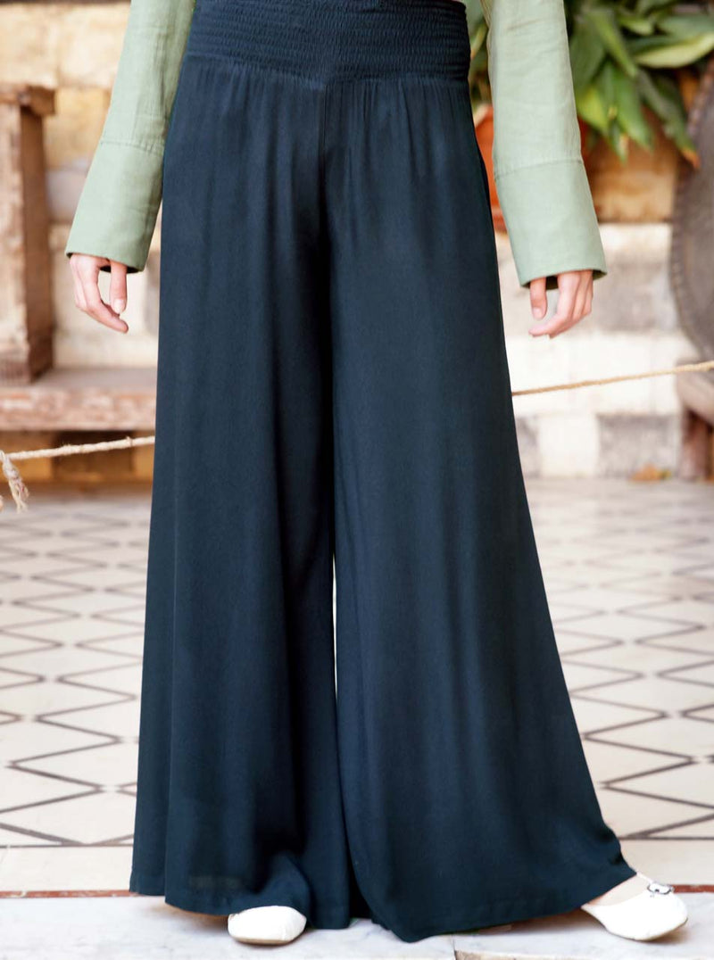 Flared Trousers with Elasticized Waistband