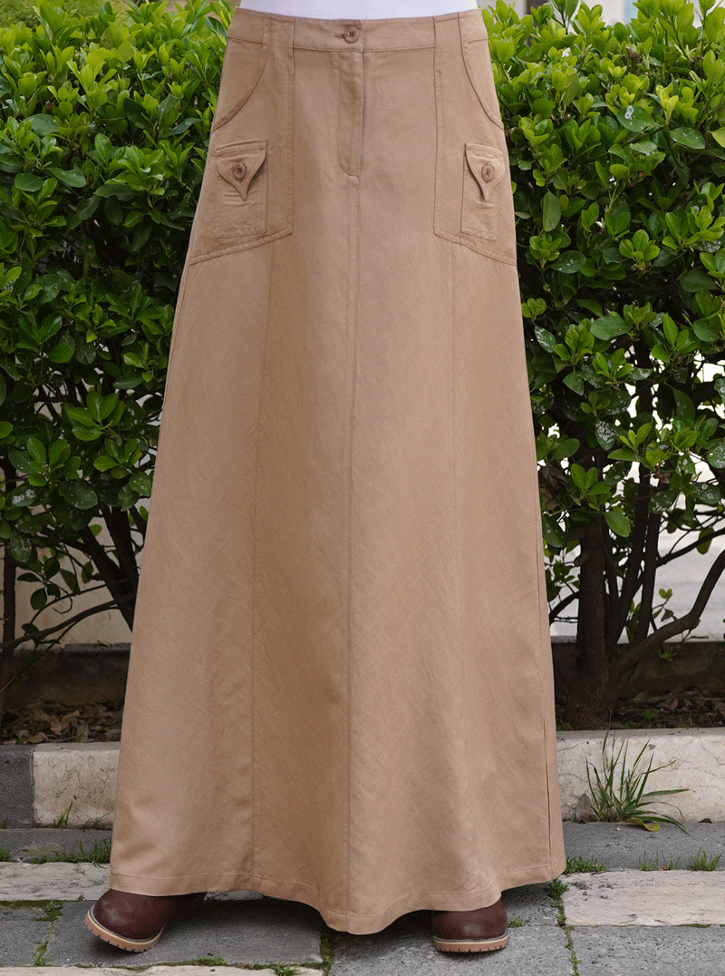 Patch Pocket Linen Skirt