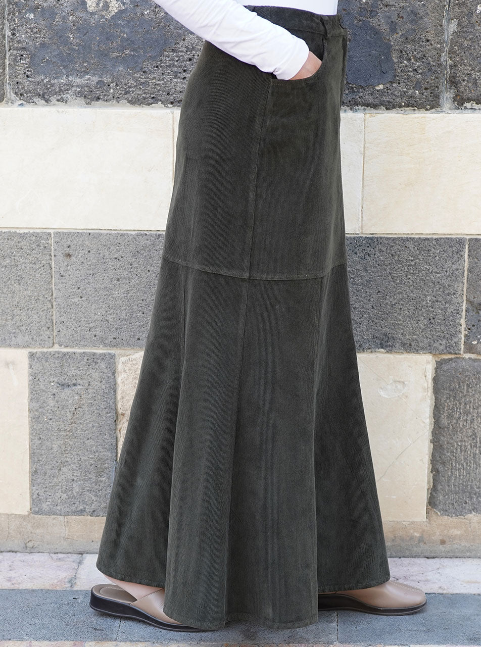 Pouch Pocket Corduroy Skirt Shukr Clothing