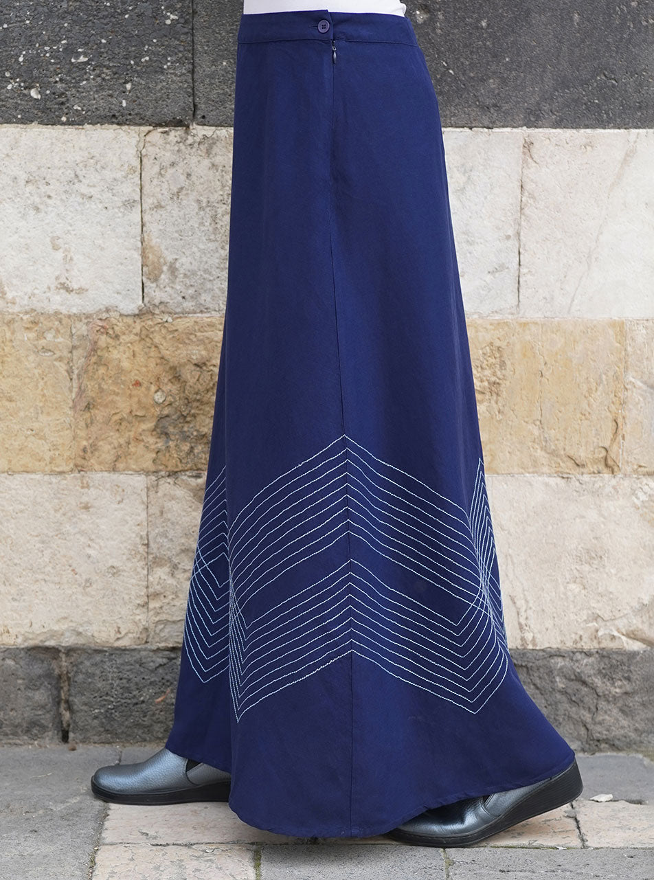Decorative Stitching Maxi Skirt Shukr Clothing