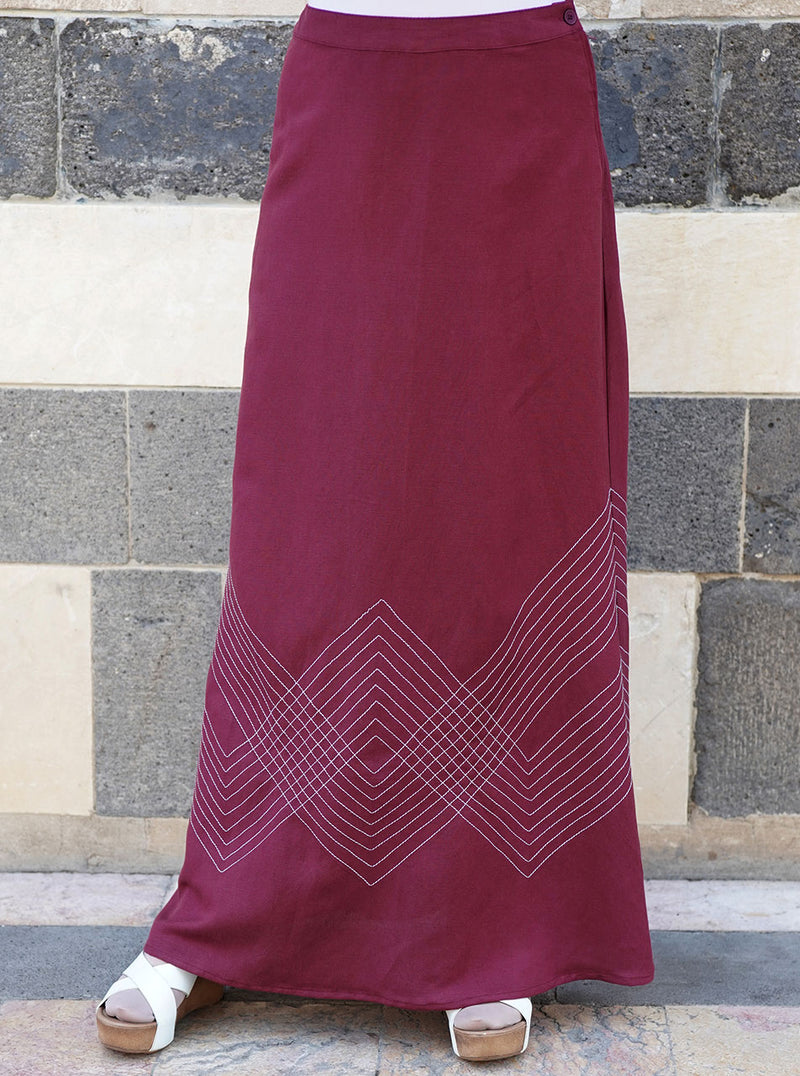 Decorative Stitching Maxi Skirt