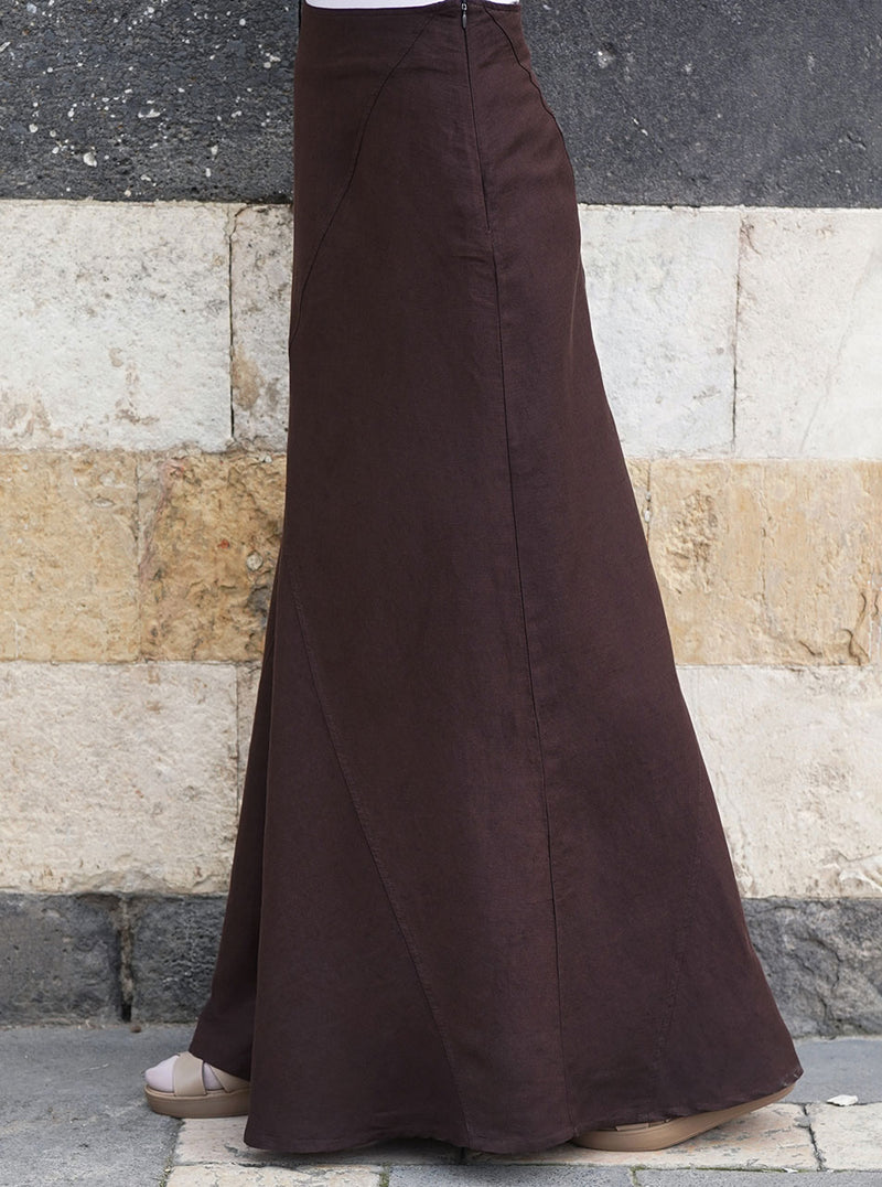 Linen Angular Paneled Skirt