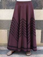 Lace Trim Flared Maxi Skirt
