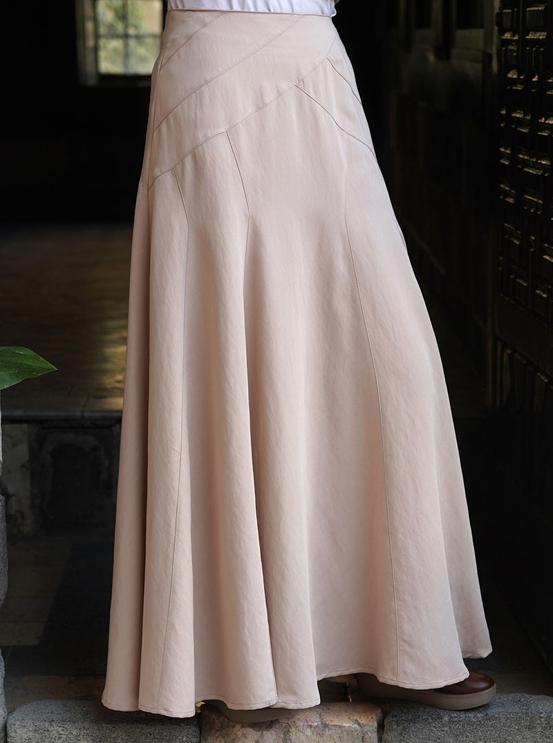 Rayon Geometric Flared Maxi Skirt