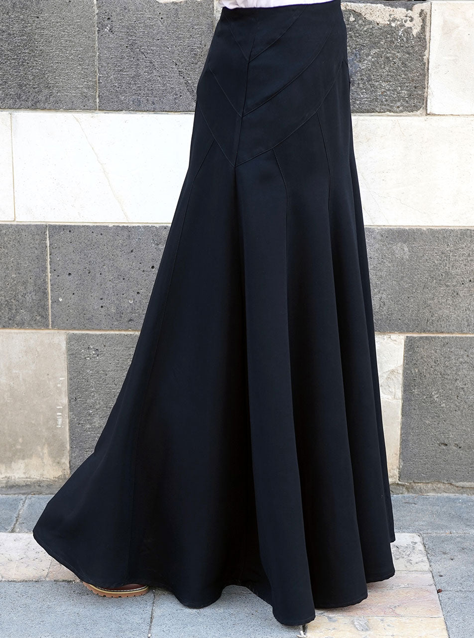 Rayon Geometric Flared Maxi Skirt Shukr Clothing