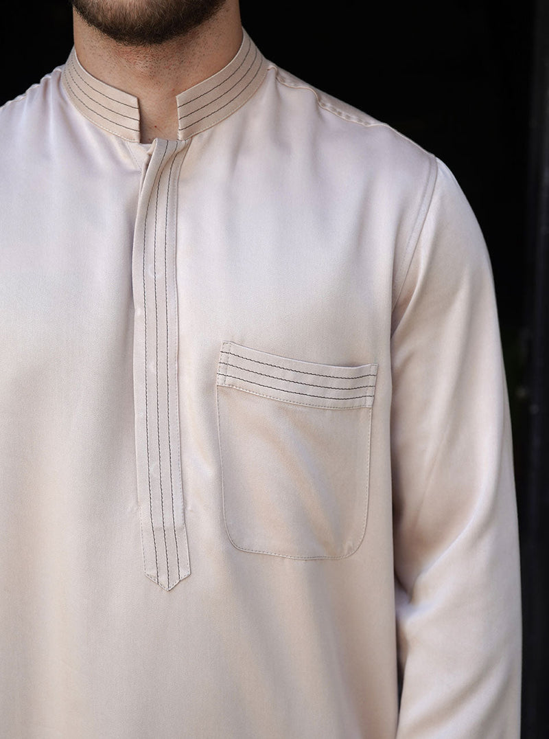 Topstitched Soft Fabric Thobe