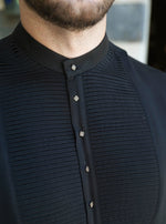Decorative Button and Pleated Shirt