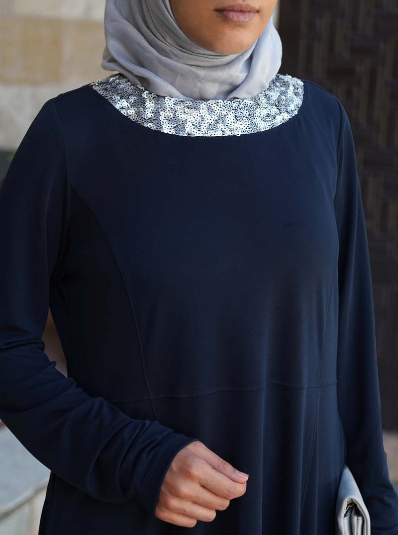 Sequin Collar Midi Dress