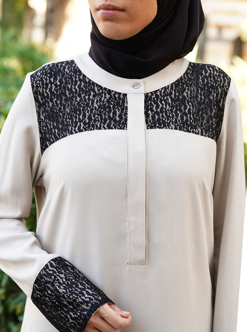 Black Lace Sections Tunic