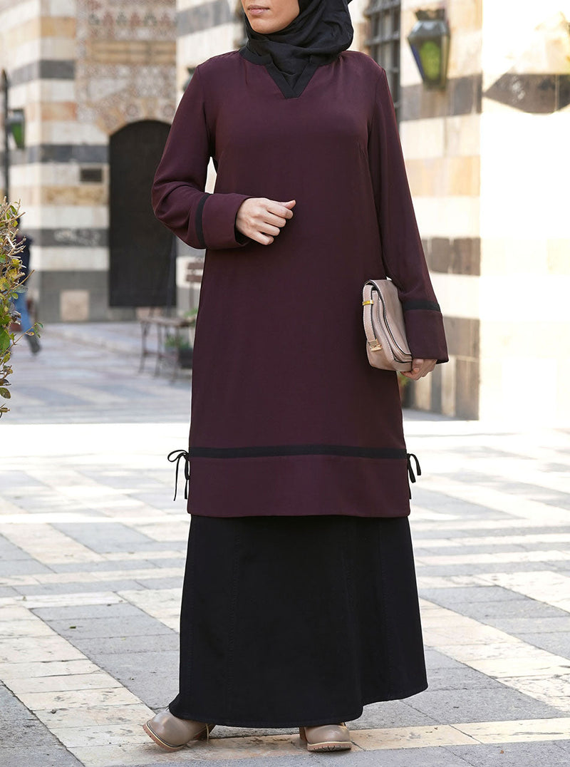 Black Contrast Trim Tunic