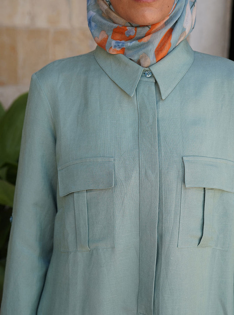 Pocketed Shirt Midi