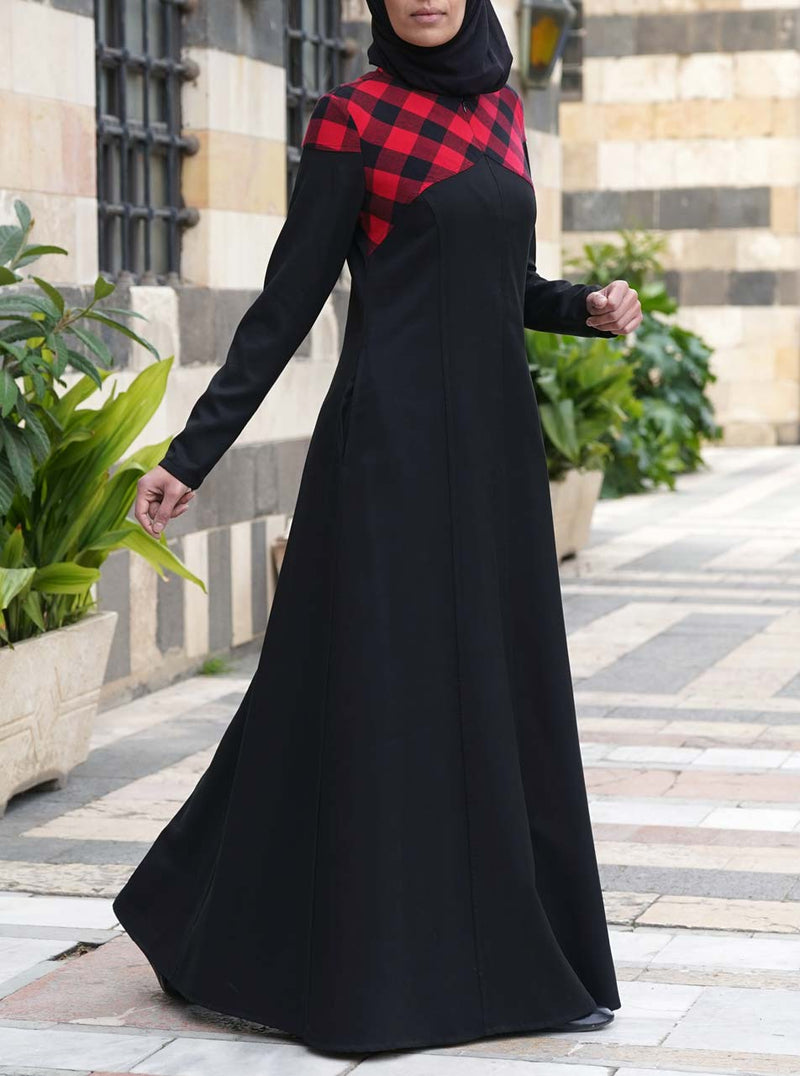 Jumanah Plaid Contrast Abaya