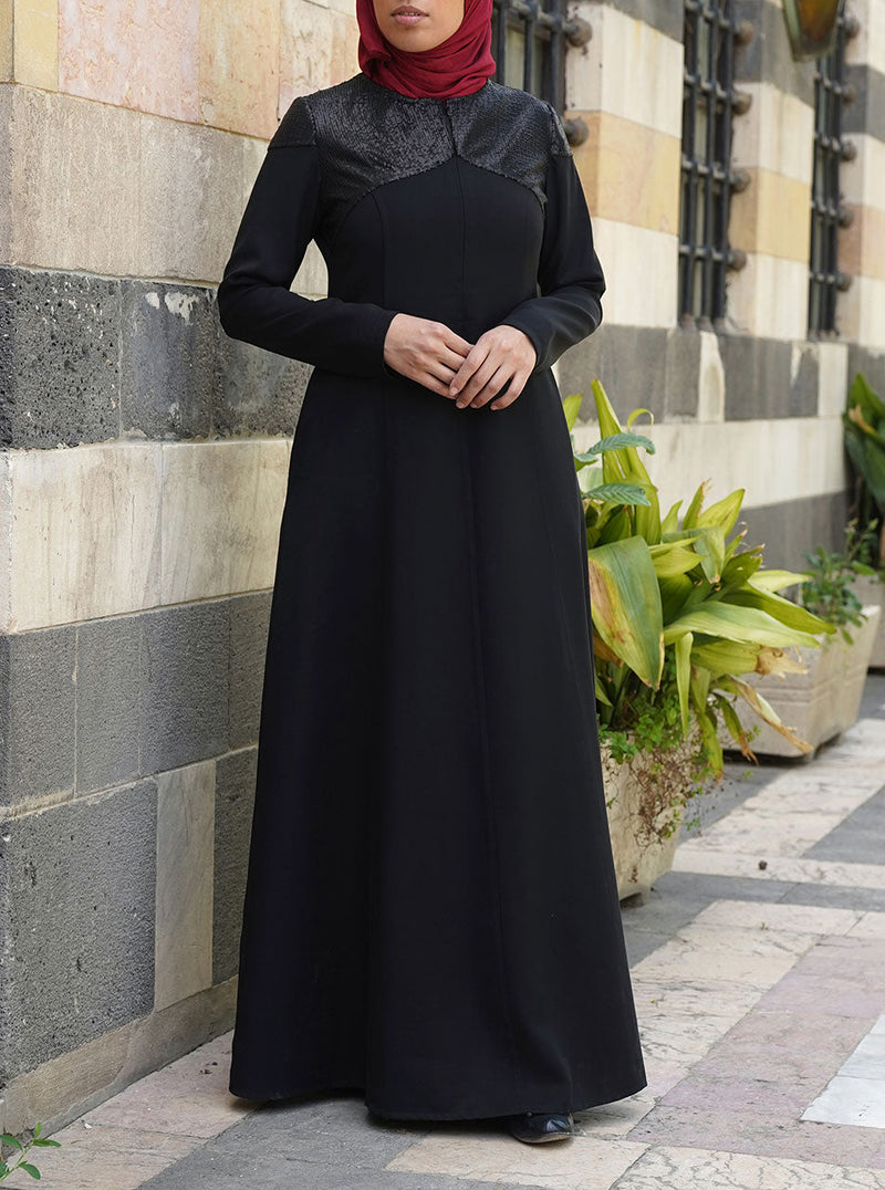 Hababah Sequin Trim Abaya Gown