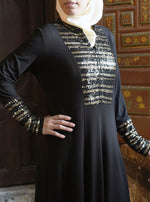 Black and Gold Sequin Abaya Gown