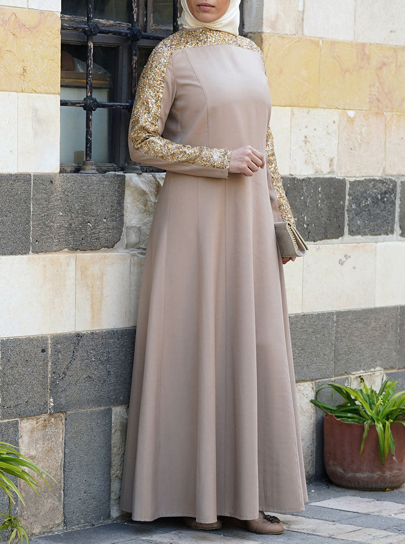Sequin Topped Abaya Gown