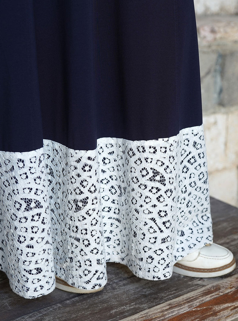 Lace Trim Crossover Abaya