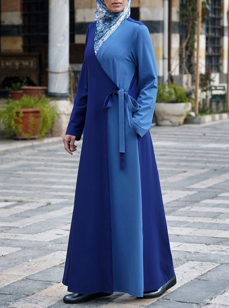 Dual Color Wrap Abaya