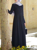 Lace Pleated Abaya Gown