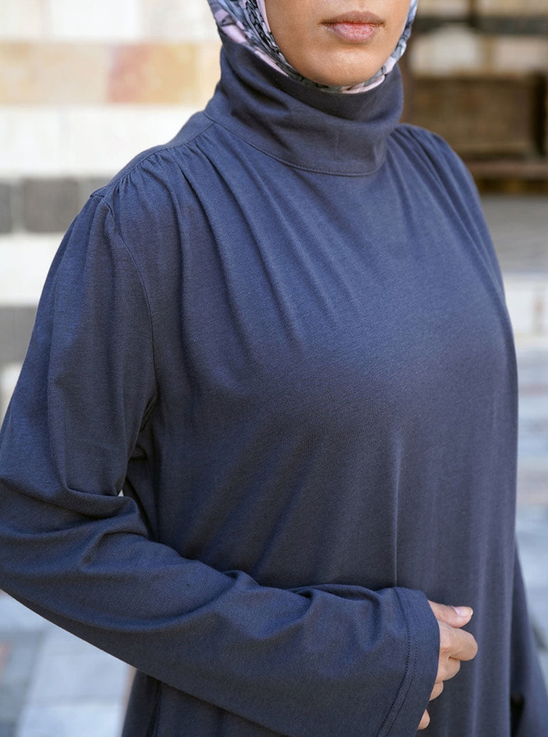 Ruched Shoulders Jersey Abaya