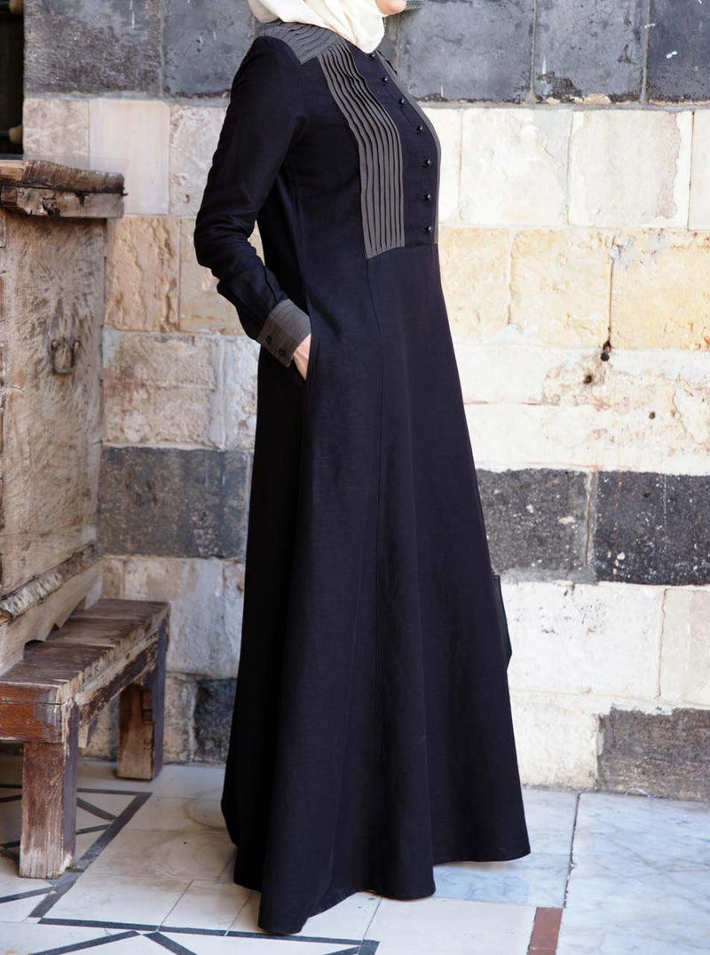 2-Tone Pleated Abaya
