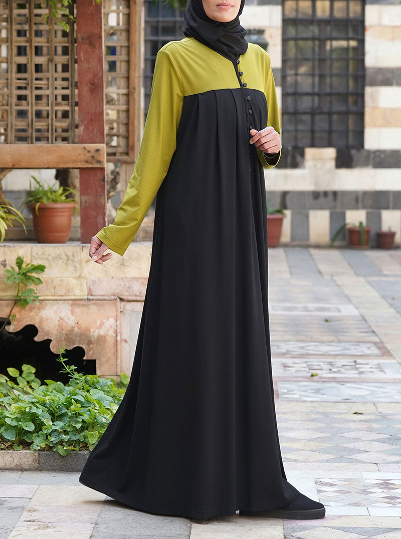 Dual Color Pleated Abaya