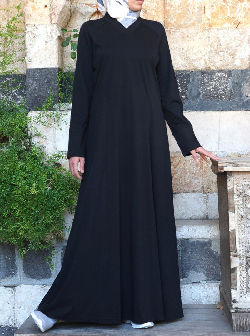 V-Neck Mercerised Cotton Abaya