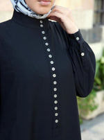 Pearl Buttoned Abaya Gown