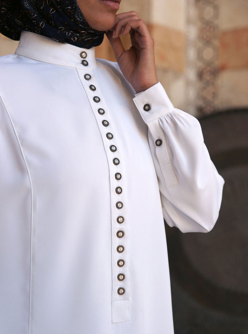 Pearl Buttoned Abaya Gown