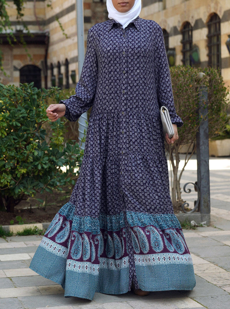 Mughal Ruffled Printed Abaya