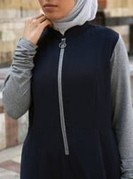 Dual Fabric Ruched Sleeves Maxi Dress