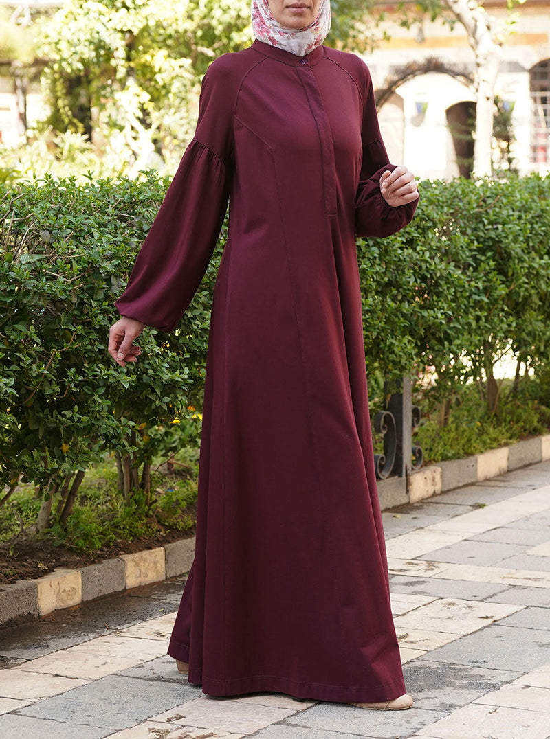 Gathered Sleeves Jersey Abaya
