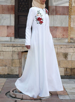Embroidered Zipper Opening Abaya Gown