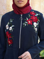 Embroidered Zipper Opening Abaya Gown