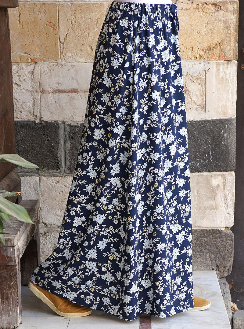 Printed Elasticized Waist Maxi Skirt